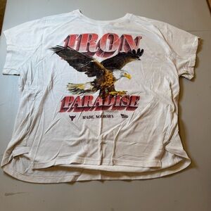 Under Armour Cream and Red Graphic Tee Iron Paradise t shirt Eagle
